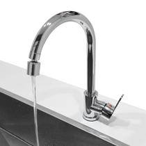 Torneira Monocomando Giratória para Cozinha Gourmet Bancada Banheiro Bica Alta Pia Bancada Bico Aerador Misturador Modelo Escovada Inox Kit Instalação