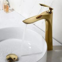 Torneira Monocomando Metal Dourado Bica Alta