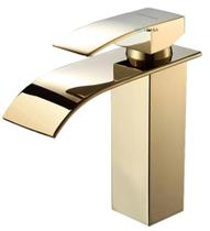 Torneira Monocomando Para Banheiro Baixa Cascata Dourado