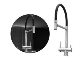 Torneira Monocomando Platino Flexível Com Bica Giratória, Arejador E Engate para Filtro