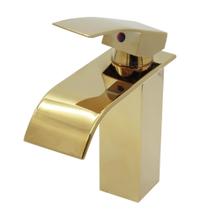 Torneira Monocomando Quadrada Dallas Dourada Gold Brilhante Baixa 2335