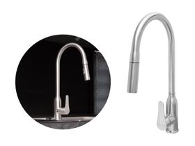 Torneira Monocomando Versatile Extensível Em Aço Inox 304 Escovado Bica Giratória e Arejador Torneira Monocomando Versatile Extensível Em Aço Inox 304 Escovado Bica Giratória e Arejador