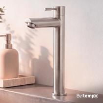 Torneira Para Banheiro De Mesa Bica Alta 1/4 De Volta Aço Inox 304 Elegance Beltempo