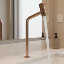 Torneira Para Banheiro De Mesa Link Bica Alta 45 1/4 De Volta Metal Classic Beltempo