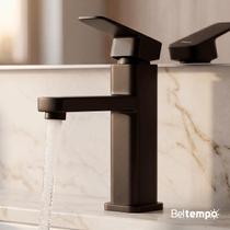 Torneira para Banheiro Lavabo Bica Baixa Bancada Quadrada Inox e ABS Beltempo