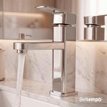 Torneira para Banheiro Lavabo Bica Baixa Bancada Quadrada Inox e ABS Beltempo Torneira para Banheiro Lavabo Bica Baixa Bancada Quadrada Inox e ABS Beltempo