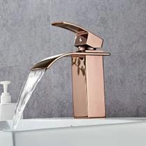Torneira Para Banheiro Lavabo Completa Monocomando Misturador Bica Baixa Rosé Gold - MV110RG