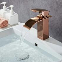 Torneira Para Banheiro / Lavabo Quadrada Bica Baixa Misturador Rose Gold Completa - MV110RG - Limax