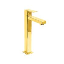 Torneira Para Banheiro Quadrada Moderna Bica Alta Dourado Gold Aço Inox