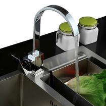 Torneira Para Banheiro Slim Gourmet Lavabo Lavatorio Cozinha Efeito Cascata Bica Móvel Cachoreira Misturador Temperaturas Monocomando + 2 Mangueiras