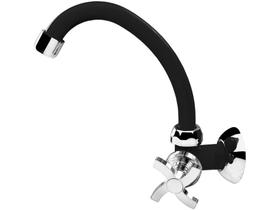 Torneira para Cozinha Banheiro Acquabios de Parede Preta Cromada - Color Acqua E05