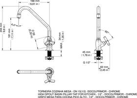 Torneira para Cozinha de Mesa 1/2" Docolprimor