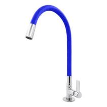 Torneira para Cozinha de Mesa Bica Flexível Gourmet Azul - Sorte Metais