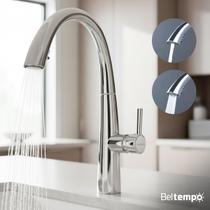 Torneira Para Cozinha De Mesa Gourmet Monocomando Quente E Frio Bica Móvel 1/4 De Volta Metal Cromada Prestige Beltempo Torneira Para Cozinha De Mesa Gourmet Monocomando Quente E Frio Bica Móvel 1/4 De Volta Metal Cromada Prestige Beltempo