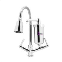 Torneira para Cozinha de Metal com Filtro Bica Flexível 360º Cone Chuveirinho Bancada Mesa Gourmet