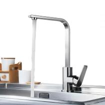 Torneira Para Cozinha e Banheiro Luxo Slim Gourmet Modelo Quadrada Prata Monocomando Misturador de Temperaturas