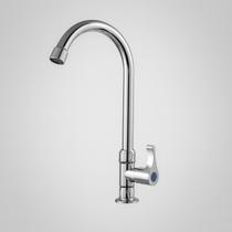 Torneira para Cozinha Gourmet de Mesa Bancada Longa Giratória Prata Escovado