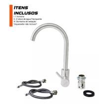 Torneira Para Cozinha Gourmet Monocomando em Aço Inox