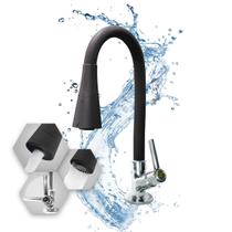 Torneira Para Cozinha Metal Gourmet Black Matte Mesa Cone 2 Jatos