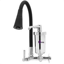 Torneira para Cozinha Pia Gourmet com Filtro Parede Tubo Emborrachado Preto Bica Cone Flexível