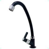 Torneira Para Pia Bancada Cozinha Banheiro Preta Bica Móvel C17 1 4 Volta Luxo Abs