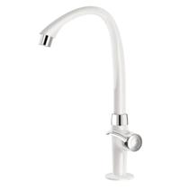 Torneira Para Pia Cozinha De Mesa Bica Alta Móvel Linea ABS PVC Branco Com Cromado ½ De Volta Tigre Torneira Para Pia Cozinha De Mesa Bica Alta Móvel Linea ABS PVC Branco Com Cromado ½ De Volta Tigre