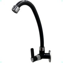 Torneira Para Pia Parede Cozinha Banheiro Preta Bica Móvel C17 1 4 Volta Luxo Abs