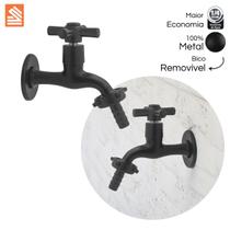 Torneira Para Tanque E Jardim Preto Fosco Metal 1/4 Volta
