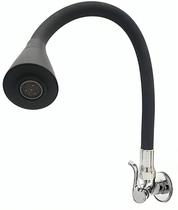 Torneira parede bica flexível preta com arejador jato e ducha regulagem giratória