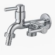 Torneira Parede Dupla Saída 1/2 Com Adaptador Para 3/4 Máquina De Lavar E Tanque