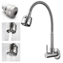 Torneira Parede Gourmet Flexível Metal Cromada Aço Inox Escovado Fosca Modelo Chuveirinho
