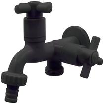 Torneira Parede Máquina De Lavar Tanque Área De Serviço Lavanderia Corpo ABS Acabamento Preto Fosco Black Engate Mangueira 1/4 De Volta Iguatemi