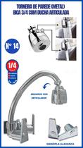 Torneira Parede Metal Bica 3/4 Com Ducha Articulada Manopla Alavanca Preta