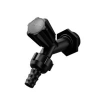 Torneira parede pvc jardim preta slim 1/2 e 3/4 viqua