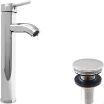 Torneira Pia Banheiro Bica Alta Cromada E Valvula Click ⅞ Inox Kit Banheiro Torneira Redonda Monocomando Misturador e Ralo Pia Escoamento 30mm Torneira Pia Banheiro Bica Alta Cromada E Valvula Click ⅞ Inox Kit Banheiro Torneira Redonda Monocomando Misturador e Ralo Pia Escoamento 30mm