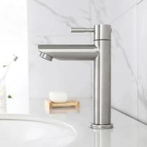 Torneira Pia Banheiro Lavabo Cascata Cuba Luxo Baixa Prata 6018