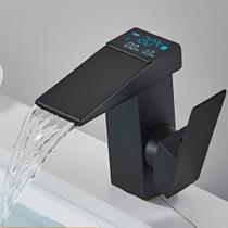 Torneira Pia Banheiro Misturador Monocomando Digital Sensor De Temperatura Luxo Preto 9907b - Luuk Young