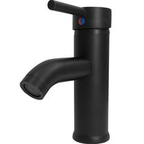 Torneira Pia Banheiro Preta Monocomando Baixa Inox Lavatorio Misturador Quente Frio Bica Baixa Cuba Lavabo Bancada Luxo Aço Inox 304 Preto Fosco