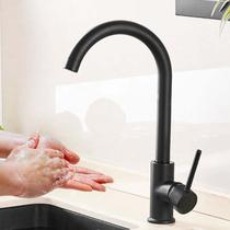 Torneira Pia com Misturador Água Quente ou Fria Cozinha Gourmet Monocomando Bica Móvel Preto Fosco Torneira Pia com Misturador Água Quente ou Fria Cozinha Gourmet Monocomando Bica Móvel Preto Fosco
