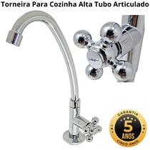 Torneira Pia de Cozinha Cromada Mesa Bancada Bica Movel Arejador Abs