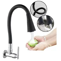 Torneira Pia Flexível Para Cozinha Gourmet Parede Cone 2 Jatos Preta Wbcom