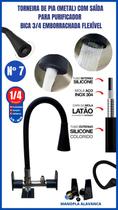 Torneira Pia Metal Com Saída Para Purificador Bica 3/4 Emborrachada Flexível Manopla Alavanca