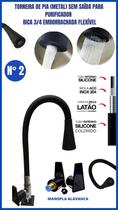 Torneira Pia Metal Sem Saída Para Purificador Bica 3/4 Emborrachada Flexível Manopla Alavanca