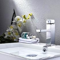 Torneira Pia Monocomando Quadrada Cuba Banheiro Lavatorio Prata Luxo B70102