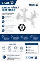Torneira Plástica Para Tanque E Máquina 2 Saídas Cross 20mm ou 25mm ABS Branca Tigre Torneira Plástica Para Tanque E Máquina 2 Saídas Cross 20mm ou 25mm ABS Branca Tigre