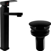 Torneira Preta Bica Alta E Valvula Click ⅞ Aço Inox Kit Pia Banheiro Luxo Ralo De Pia Escoamento E Torneira Cuba Sobrepor Monocomando Misturador Torneira Preta Bica Alta E Valvula Click ⅞ Aço Inox Kit Pia Banheiro Luxo Ralo De Pia Escoamento E Torneira Cuba Sobrepor Monocomando Misturador
