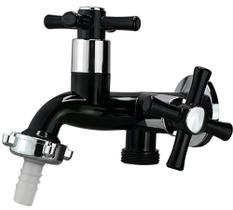 Torneira Preta com 2 saídas de Água para Tanque/Maquina lavanderia