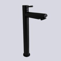 Torneira Preta Fosca de Bancada para Banheiro Lavatório com Bica Alta Reta Moderna Industrial