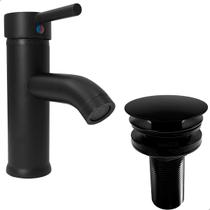 Torneira Preta Pia Banheiro Bica Baixa E Valvula Click ⅞ Inox Torneira Redonda Monocomando Misturador Ralo Escoamento Kit Lavabo Preto Fosco Luxo Torneira Preta Pia Banheiro Bica Baixa E Valvula Click ⅞ Inox Torneira Redonda Monocomando Misturador Ralo Escoamento Kit Lavabo Preto Fosco Luxo