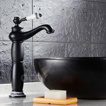 Torneira Preto Fosco Alta Monocomando Retrô Vintage Banheiro